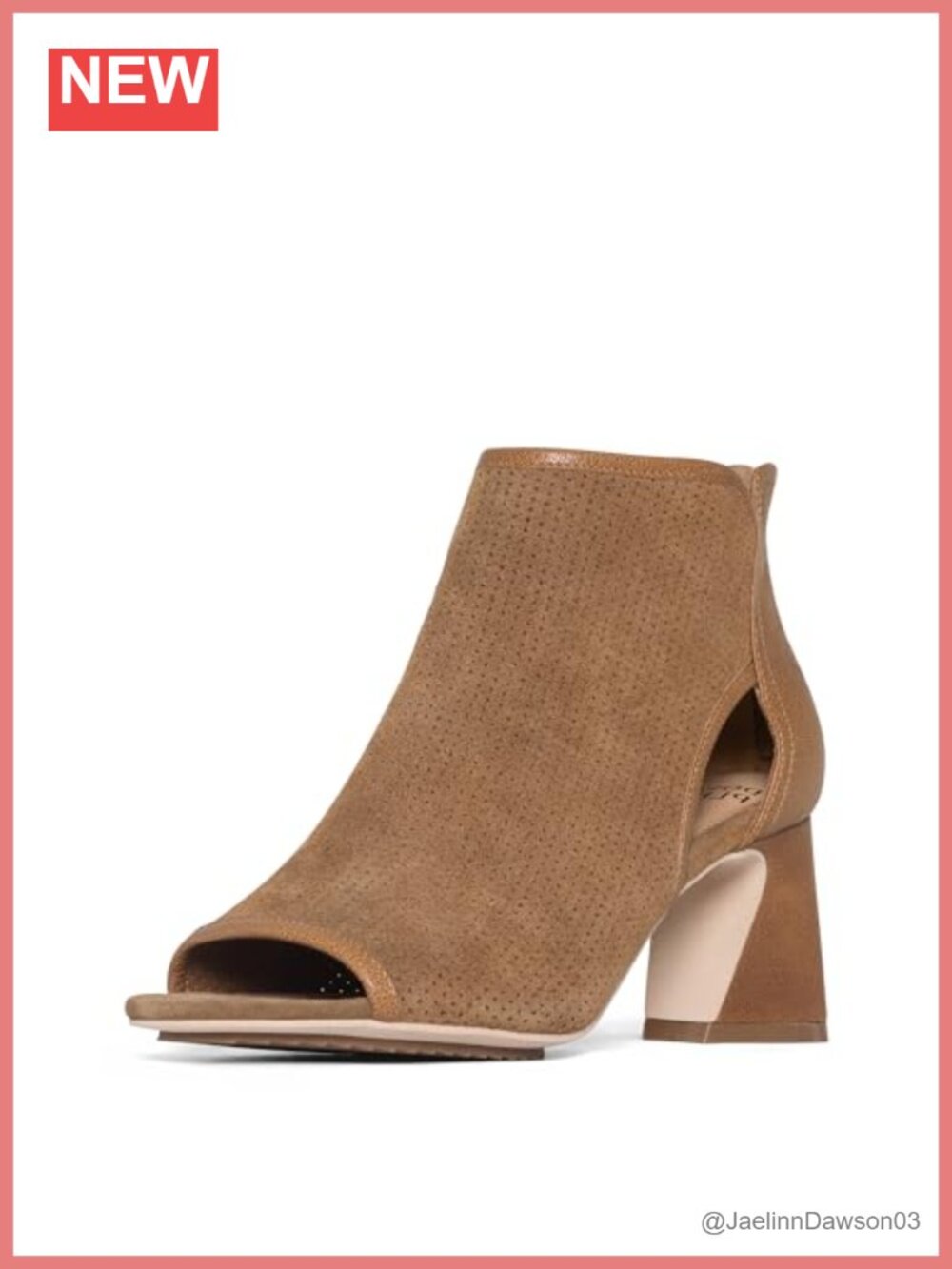 Open Toe Ankle Booties Block Heel Suede Zip